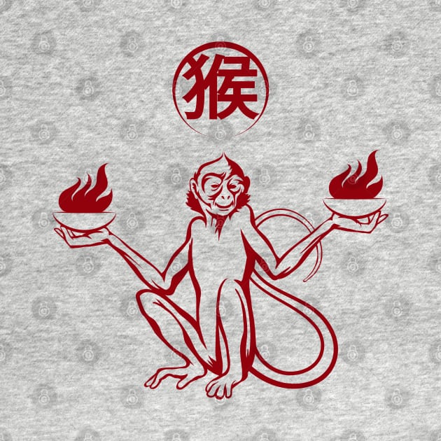 Fire monkey with Chinese wording. by devaleta